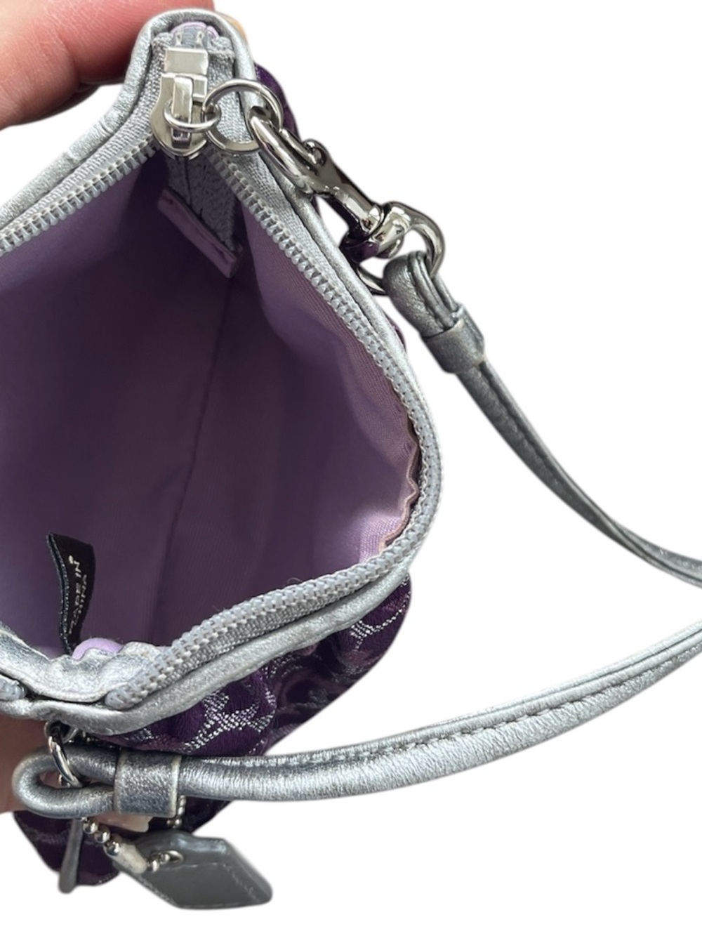 Coach Purple Signature Wristlet with Silver Strap EUC - Picture 3 of 3